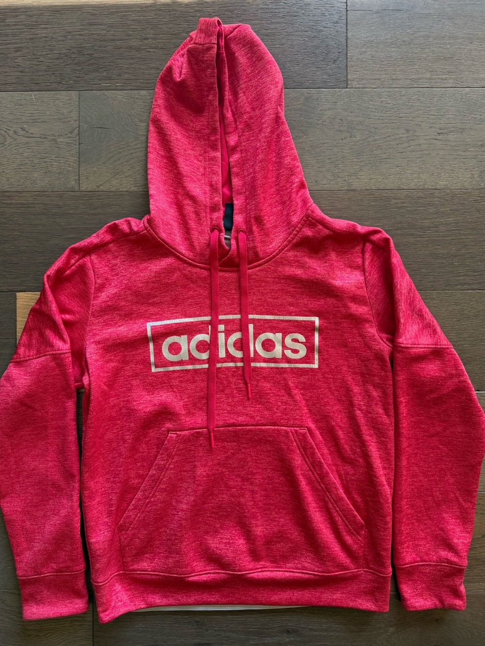Adidas Heathered Red Classic Logo Pullover Fleece Hoodie - Junior XL